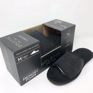 Goldtoe Slippers Memory Foam Open Toe Charcoal